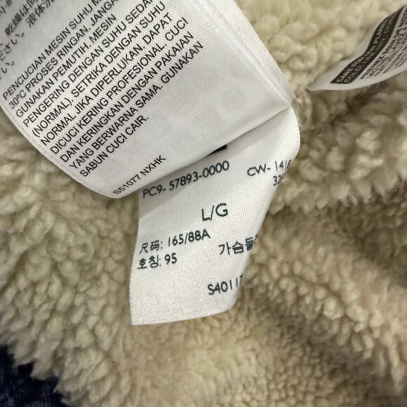 Levis Lengthened Sherpa Trucker Jacket Women's Large Blue Collared Denim Western - Picture 6 of 9